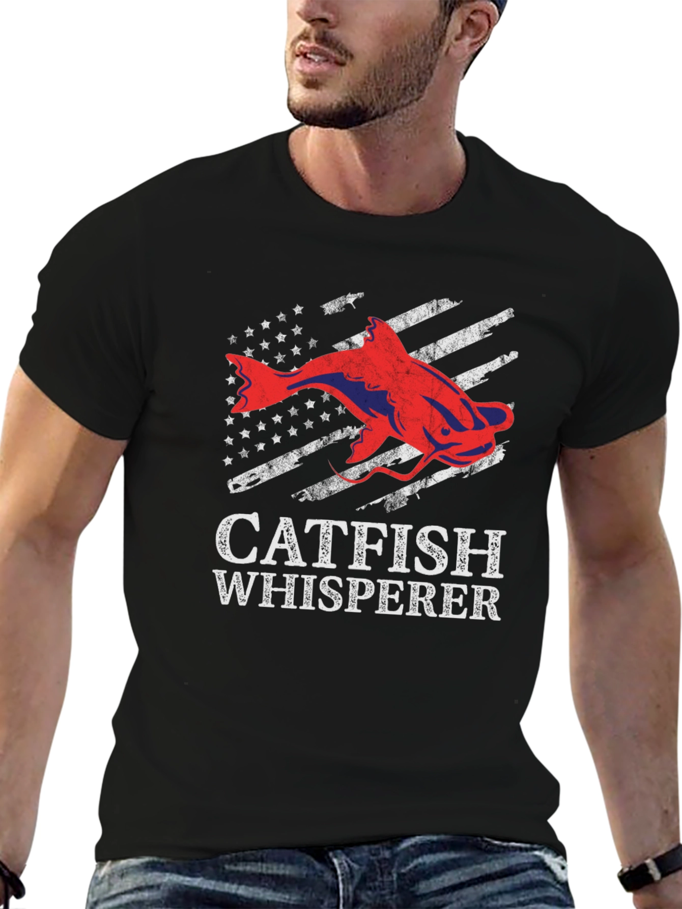 Catfish Whisperer Graphic T-Shirt - Patriotic Angler Tee