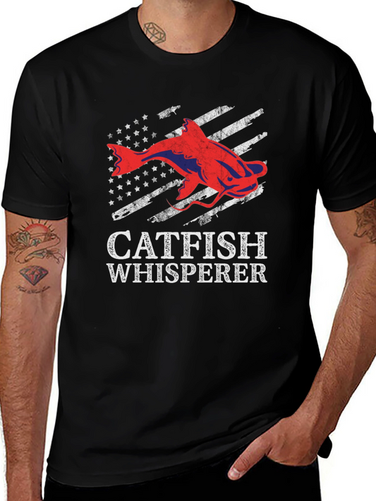 Catfish Whisperer Graphic T-Shirt - Patriotic Angler Tee