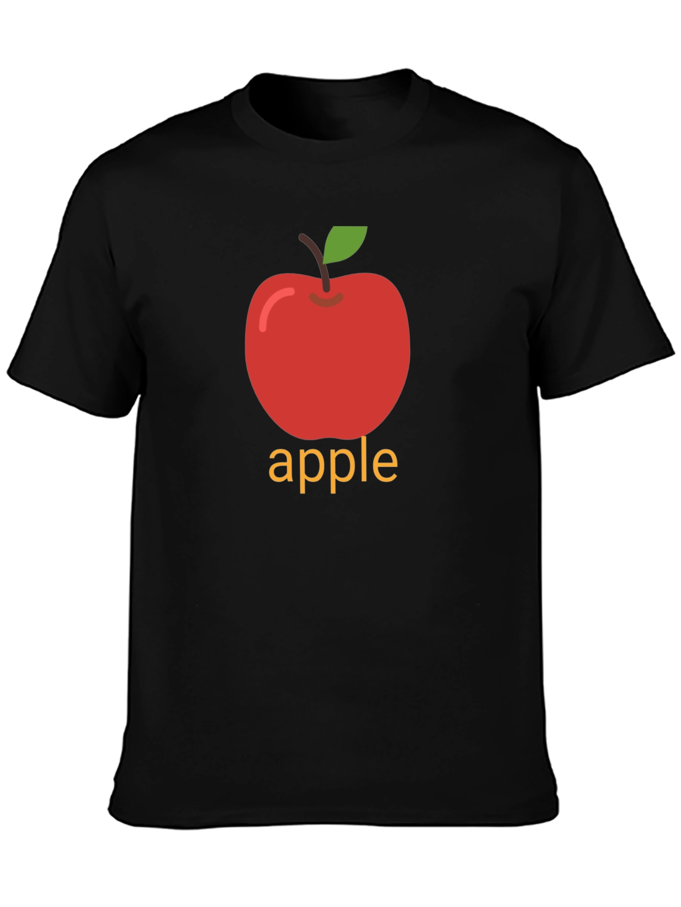 Apple Graphic Print Black T-Shirt