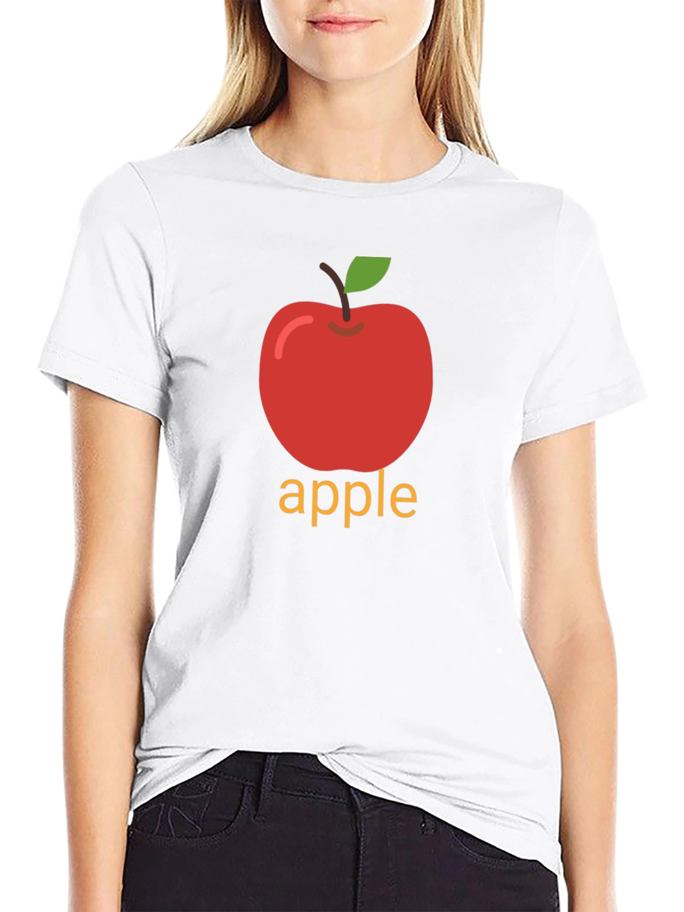 Apple Graphic Print Black T-Shirt