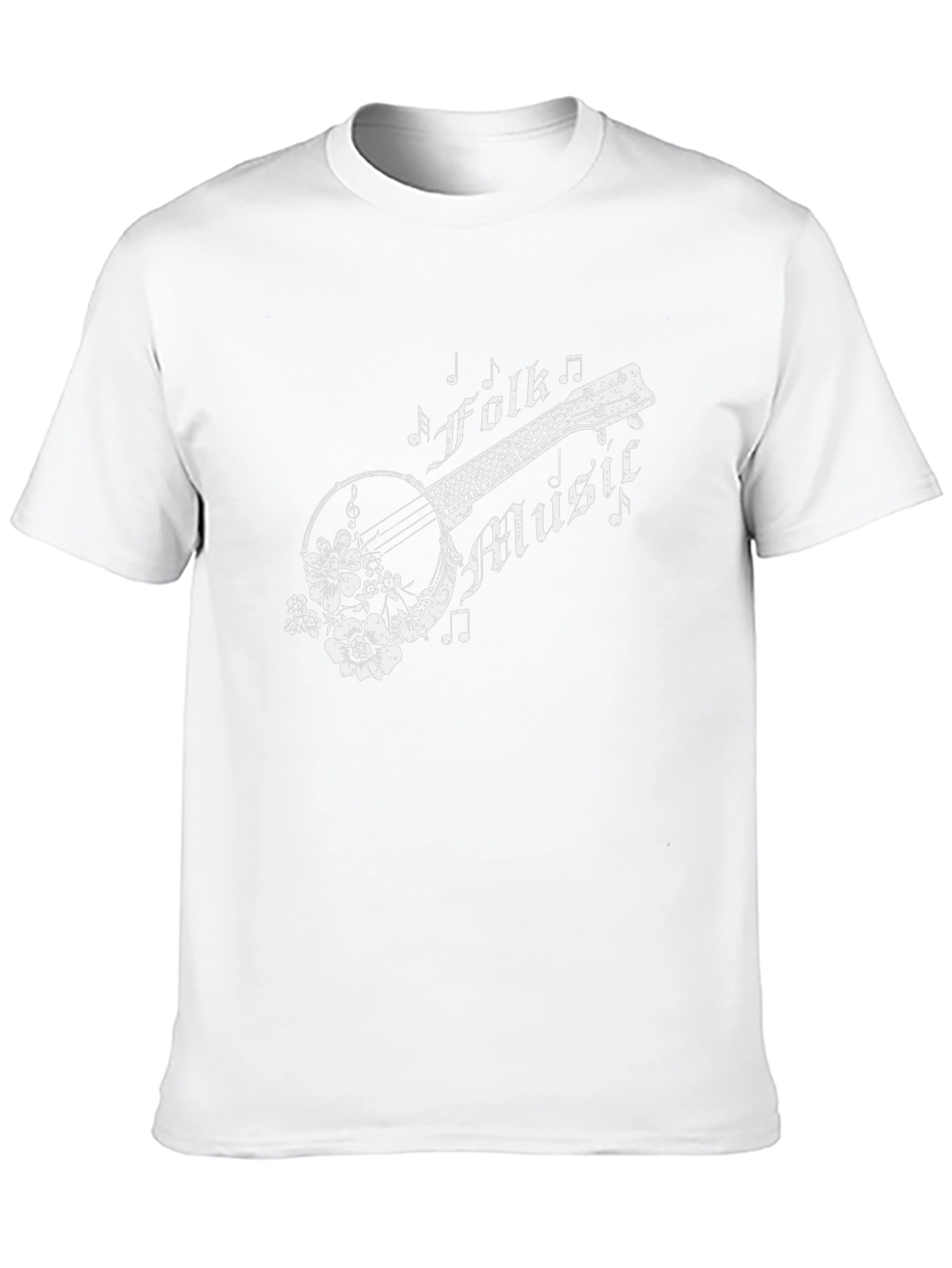 Folk Music Banjo Graphic T-Shirt - Black
