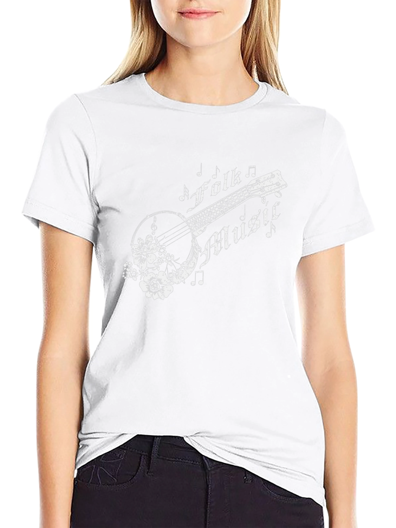 Folk Music Banjo Graphic T-Shirt - Black