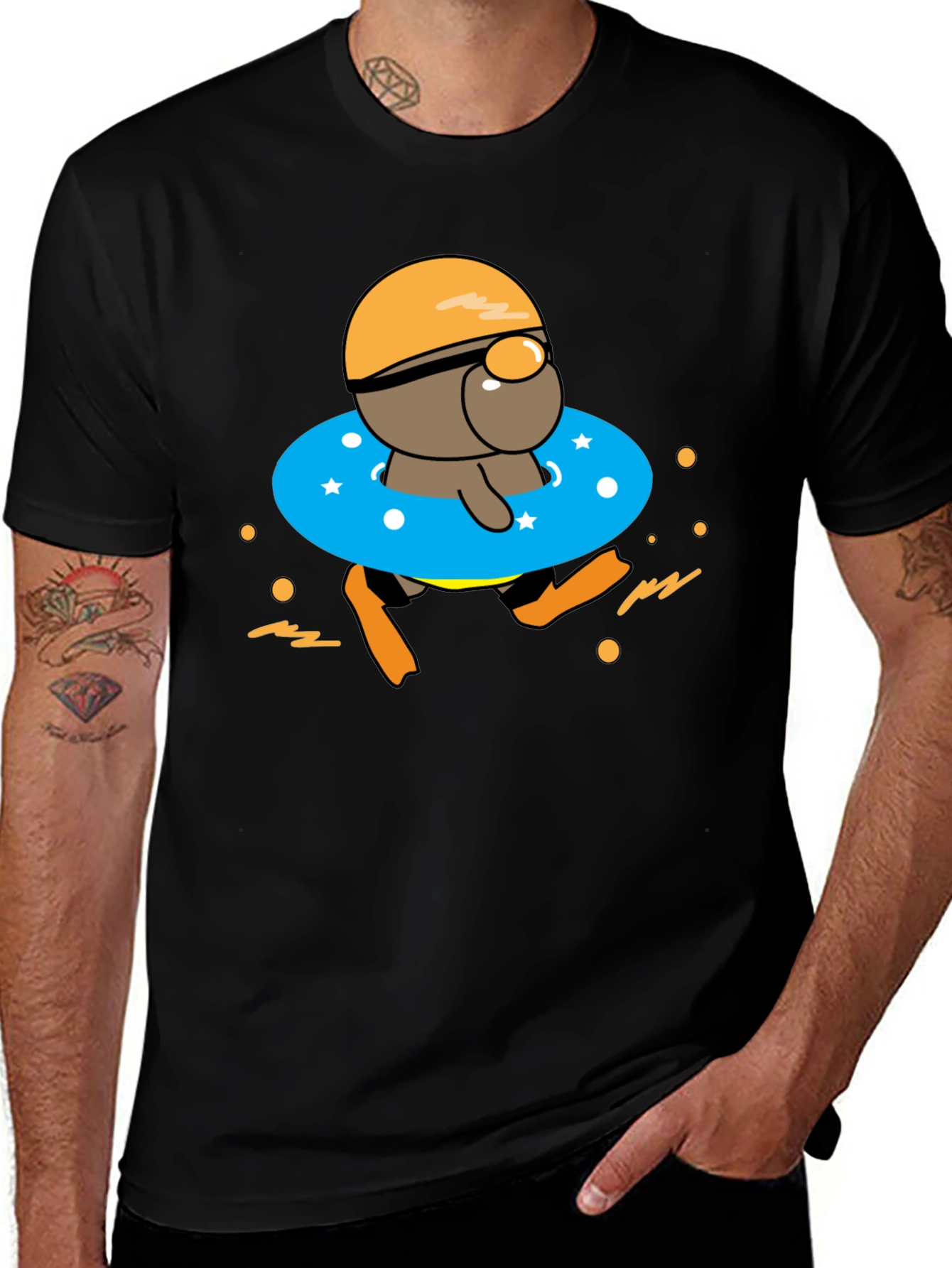 Cartoon Swimmer T-Shirt - Funny Summer Graphic Tee
