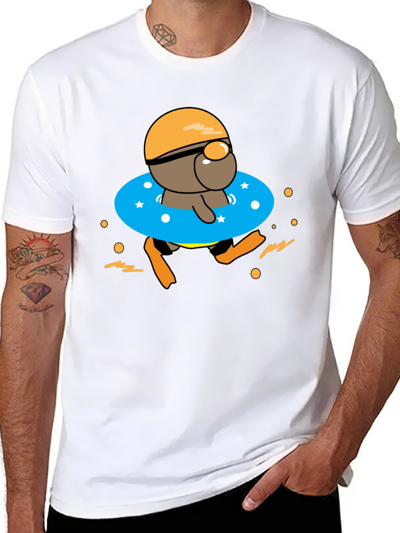 Cartoon Swimmer T-Shirt - Funny Summer Graphic Tee