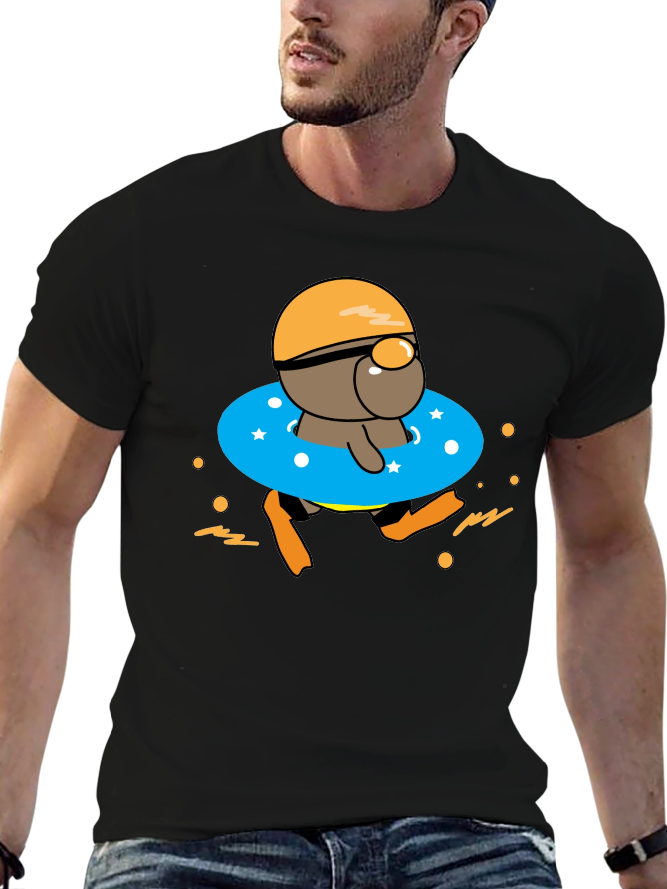 Cartoon Swimmer T-Shirt - Funny Summer Graphic Tee