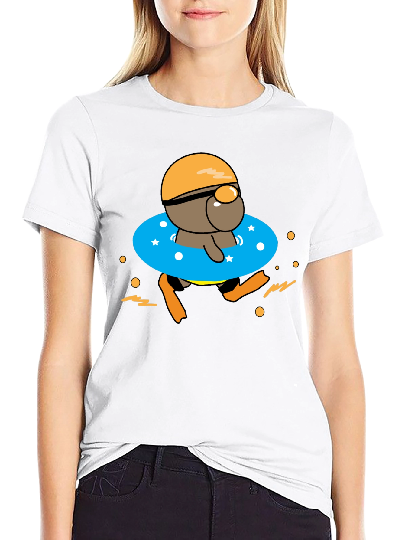Cartoon Swimmer T-Shirt - Funny Summer Graphic Tee