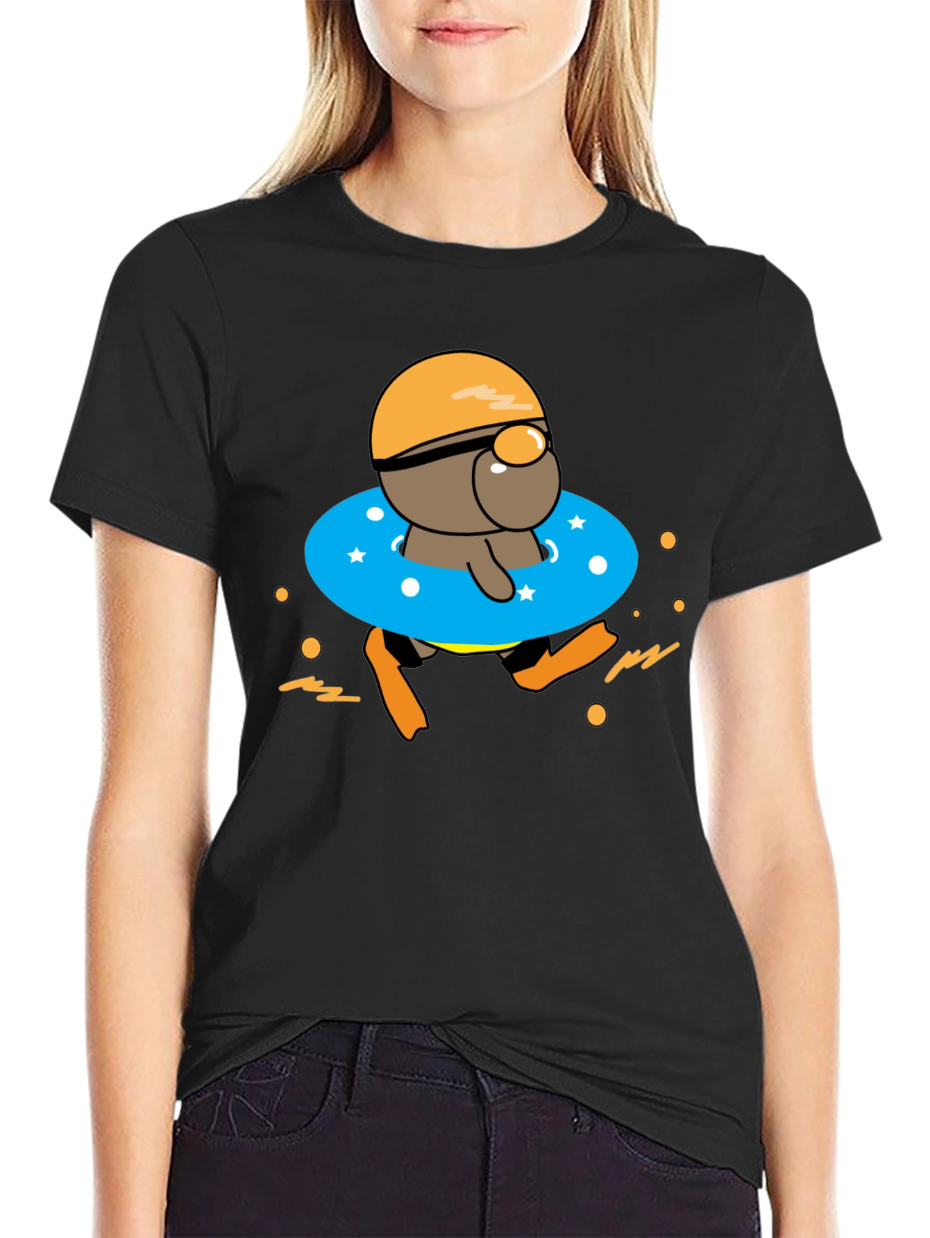 Cartoon Swimmer T-Shirt - Funny Summer Graphic Tee