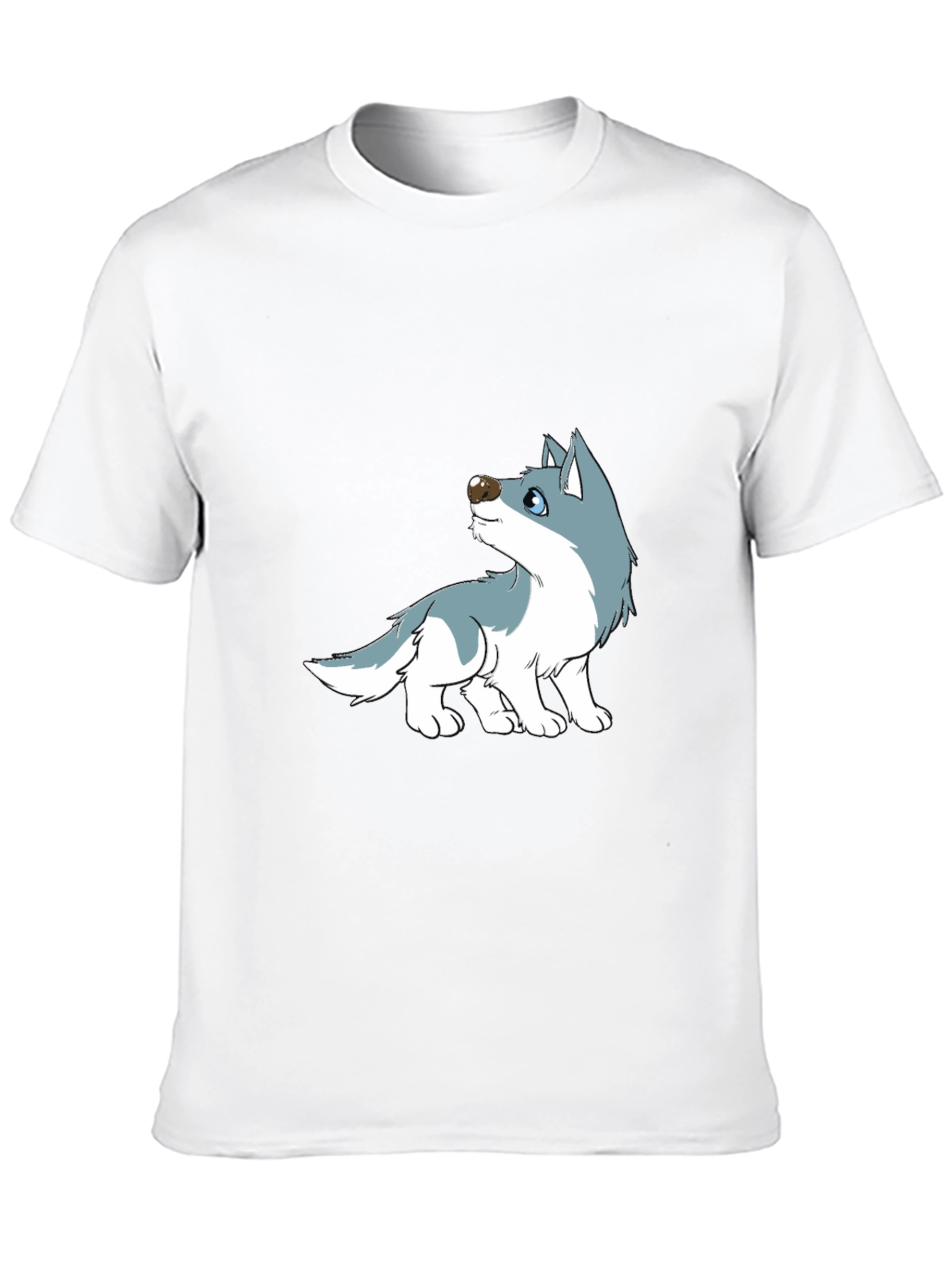 Cartoon Wolf Graphic Tee - Black Cotton Casual T-Shirt