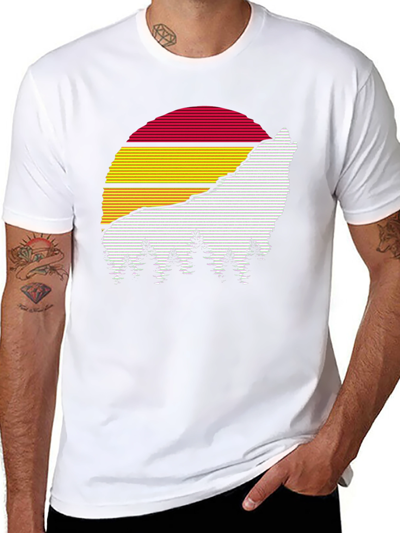 Wolf Silhouette Sunset Graphic Tee - Mens