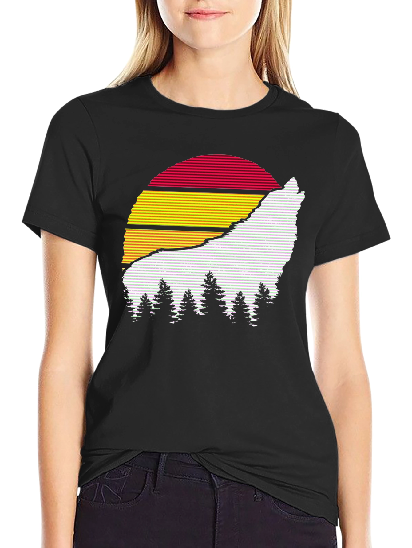 Wolf Silhouette Sunset Graphic Tee - Mens