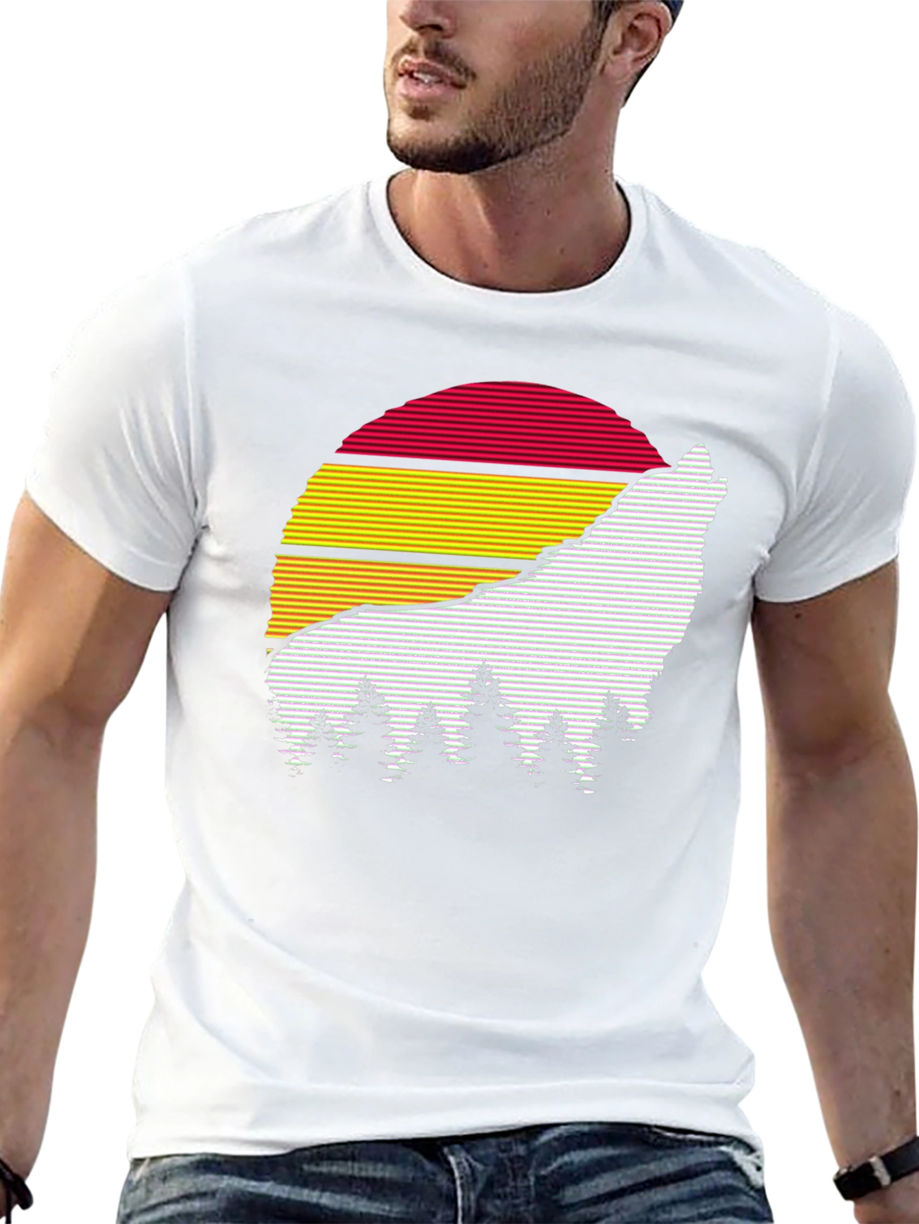 Wolf Silhouette Sunset Graphic Tee - Mens