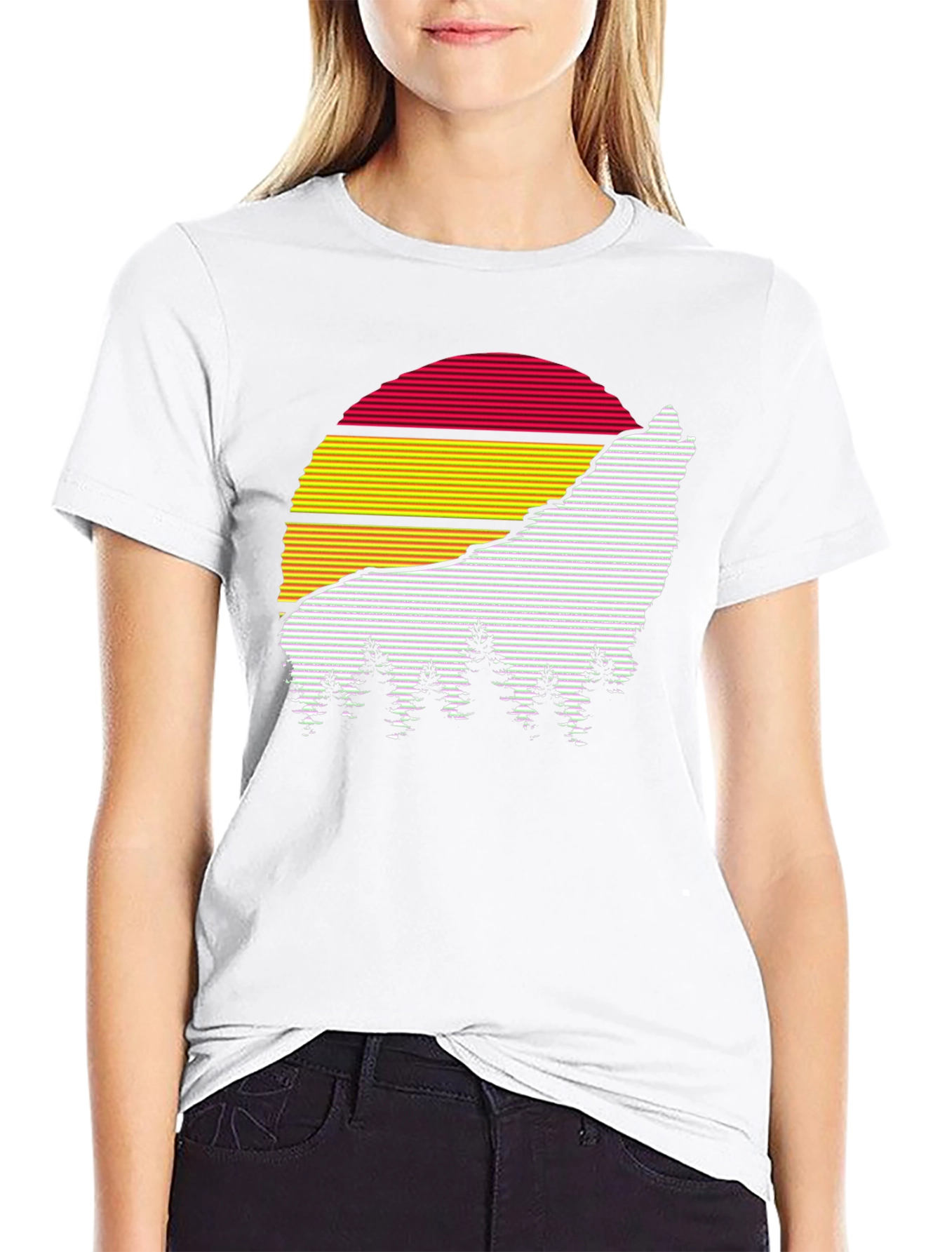 Wolf Silhouette Sunset Graphic Tee - Mens