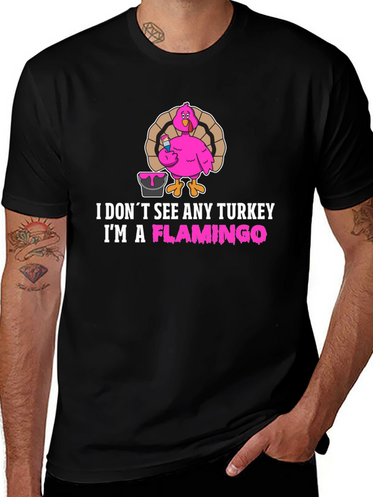 Funny Thanksgiving Flamingo Graphic T-Shirt