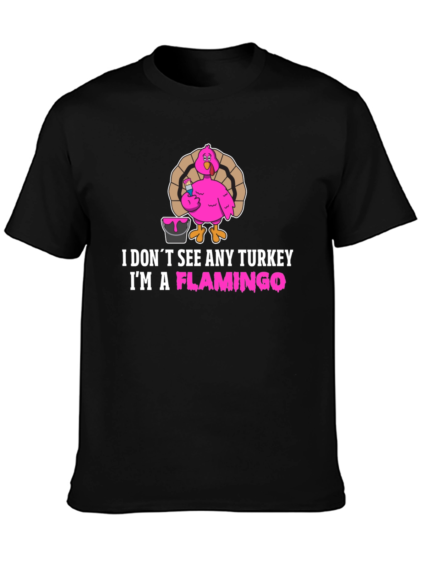 Funny Thanksgiving Flamingo Graphic T-Shirt