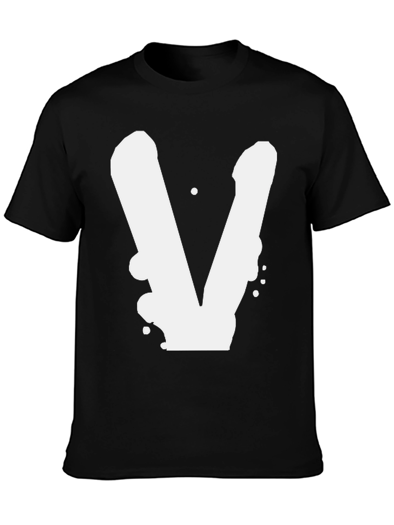 Bold V Graphic Black T-Shirt - Casual Style