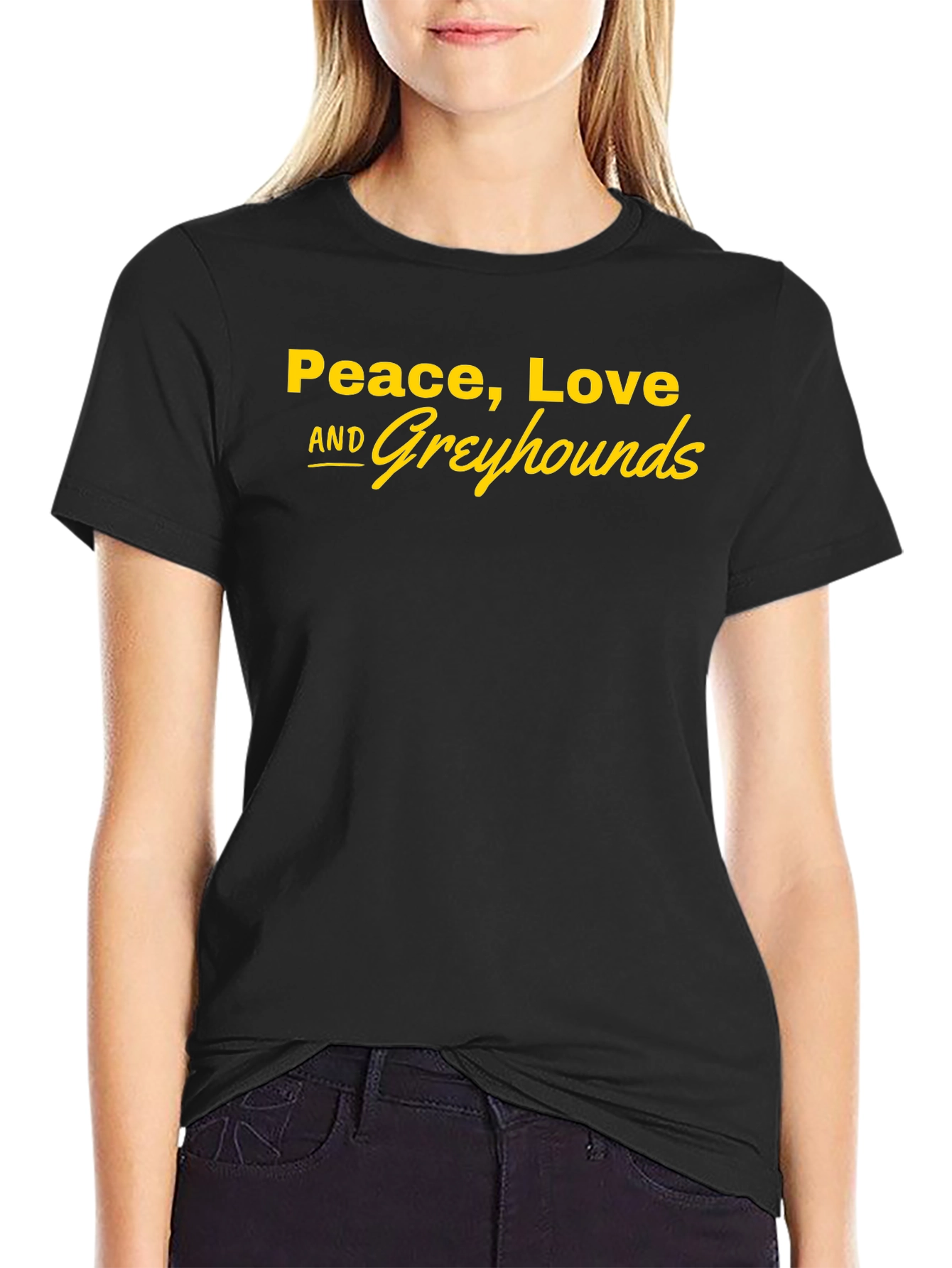 Peace Love and Greyhounds Graphic Tee - Black