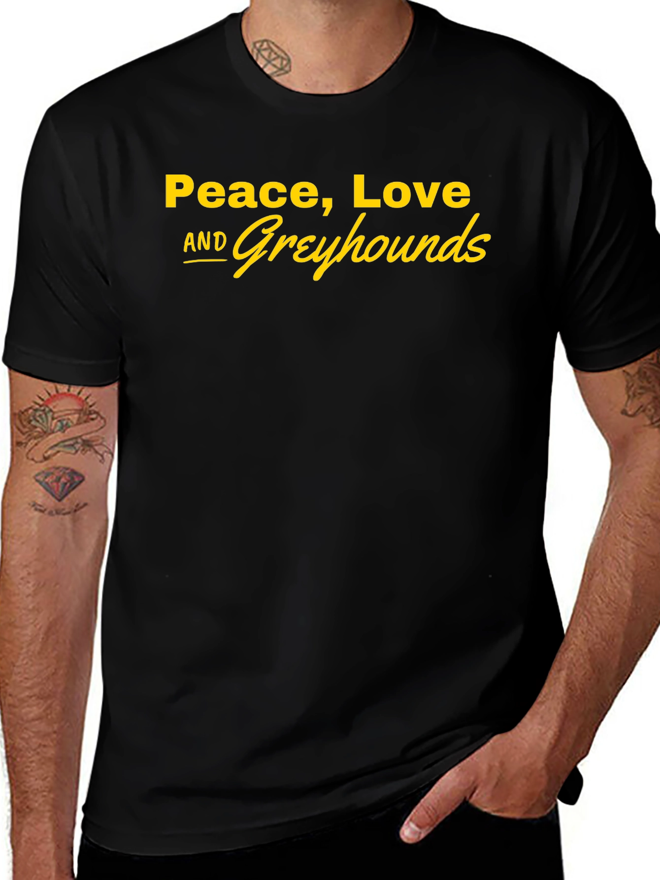 Peace Love and Greyhounds Graphic Tee - Black