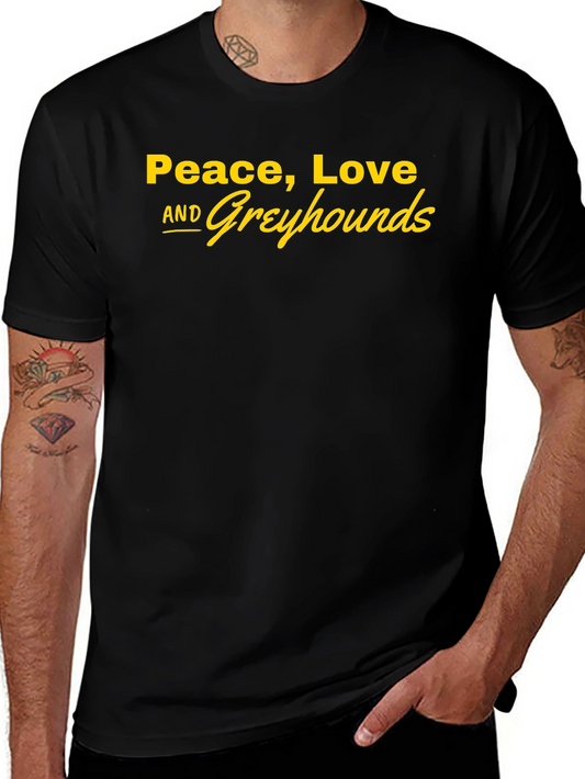Peace Love and Greyhounds Graphic Tee - Black
