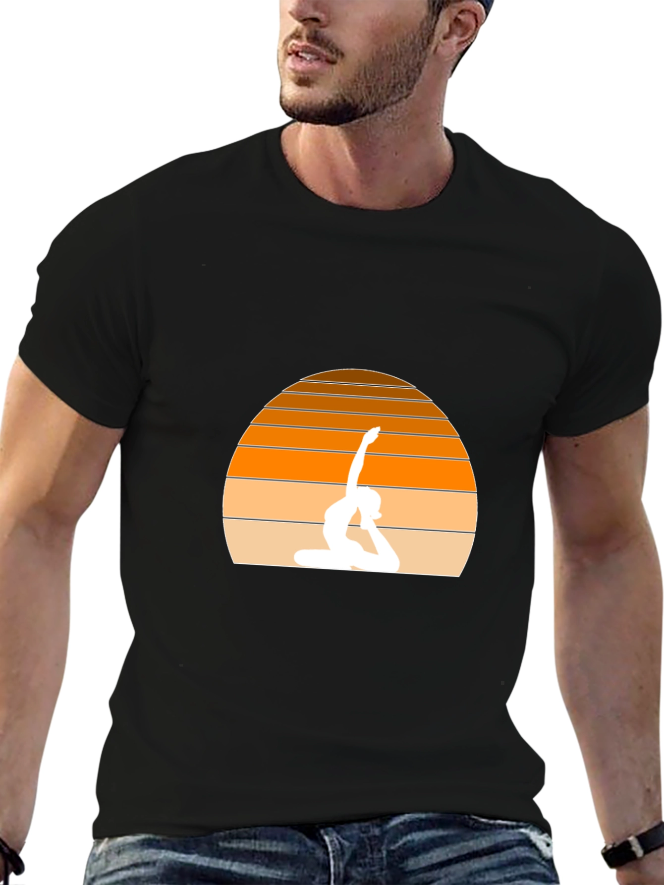 Yoga Sunset Black T-Shirt