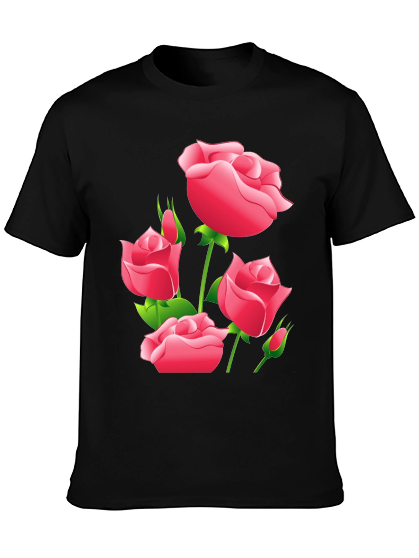 Black Floral Rose Graphic T-Shirt