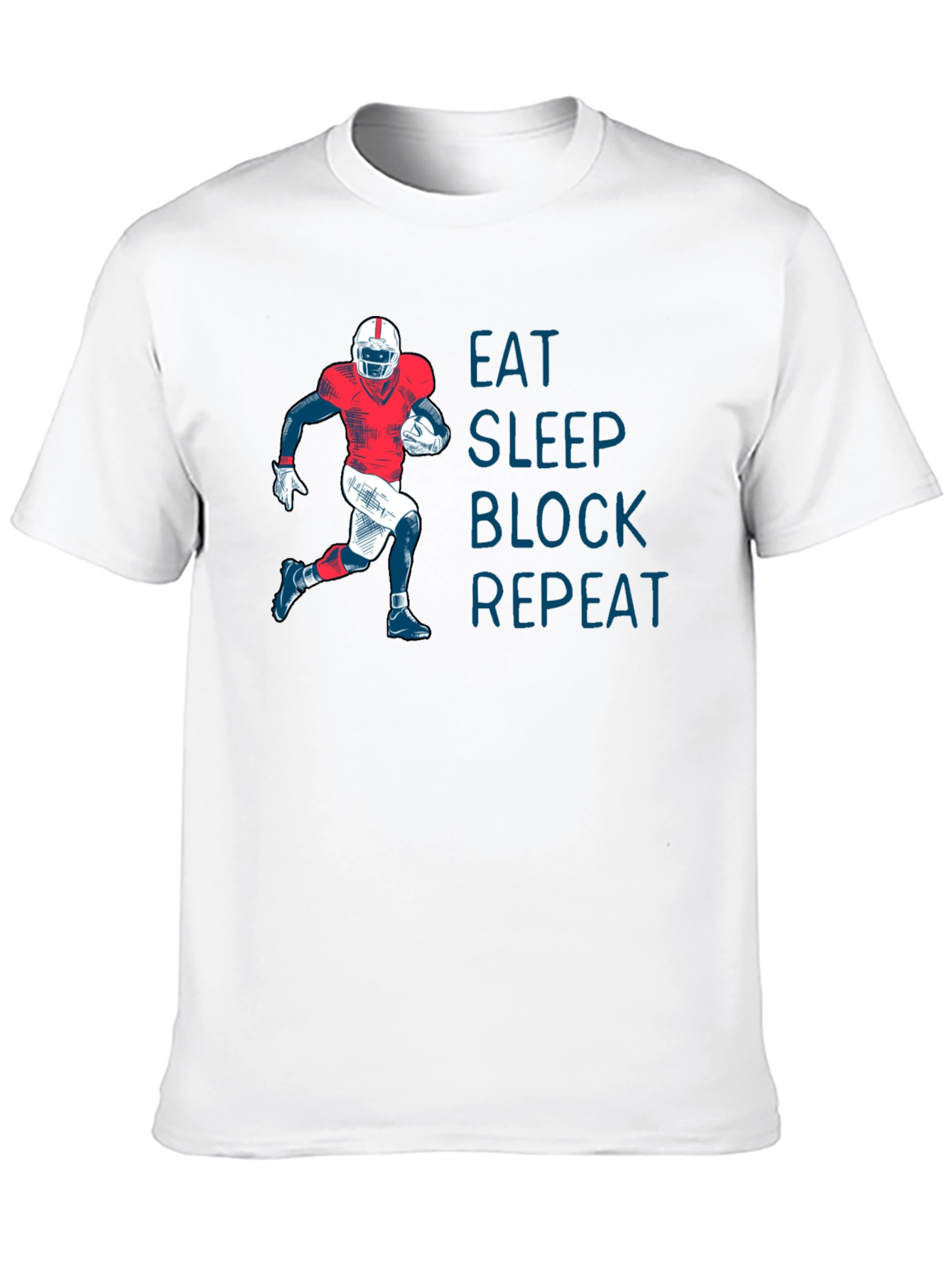 Eat Sleep Block Repeat Football T-Shirt