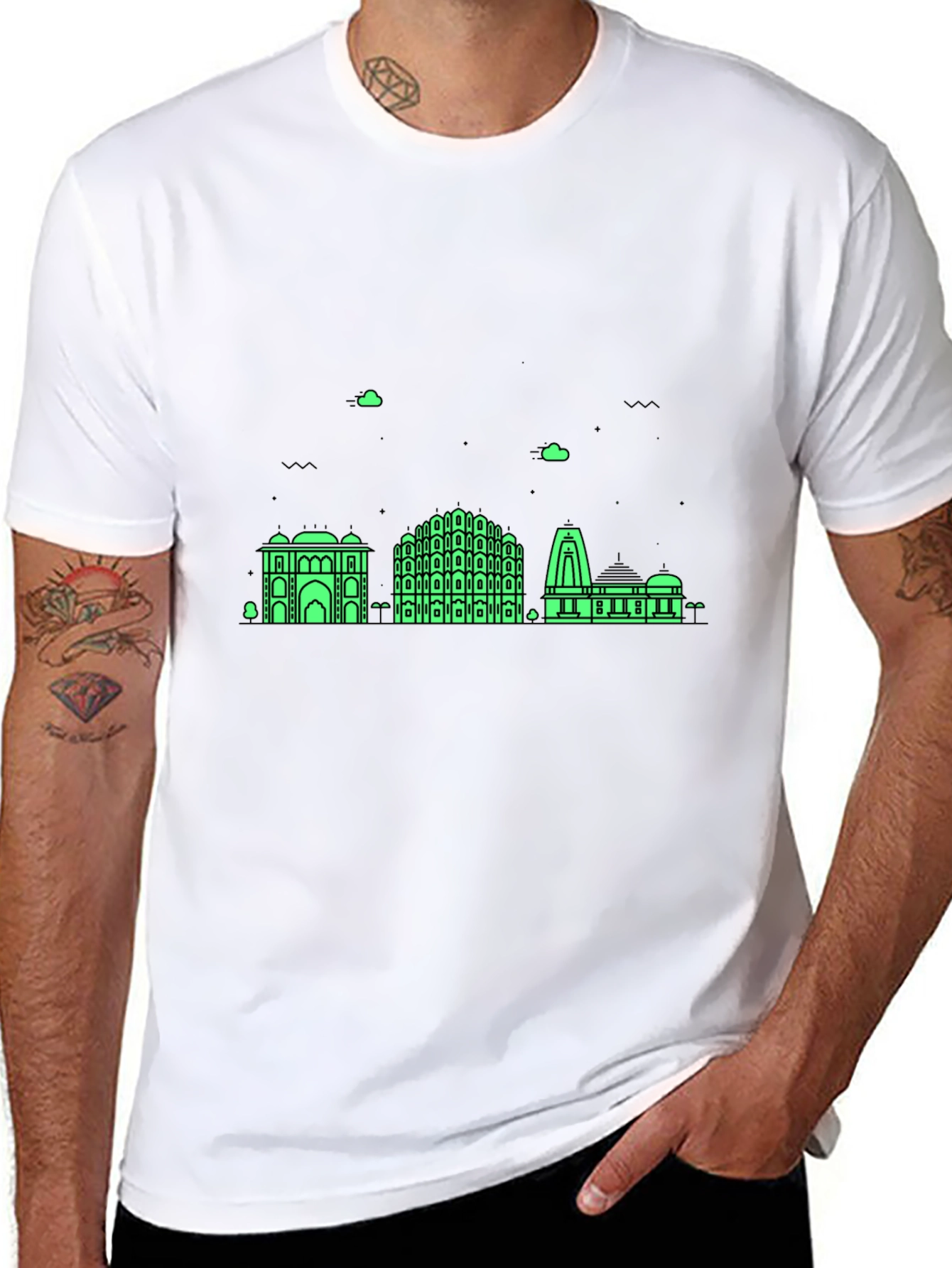 Jaipur Skyline Graphic Tee - Modern Black T-Shirt
