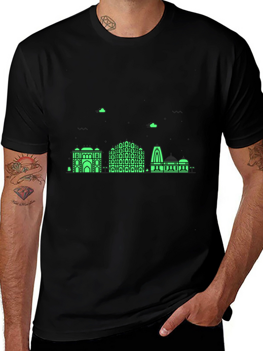 Jaipur Skyline Graphic Tee - Modern Black T-Shirt