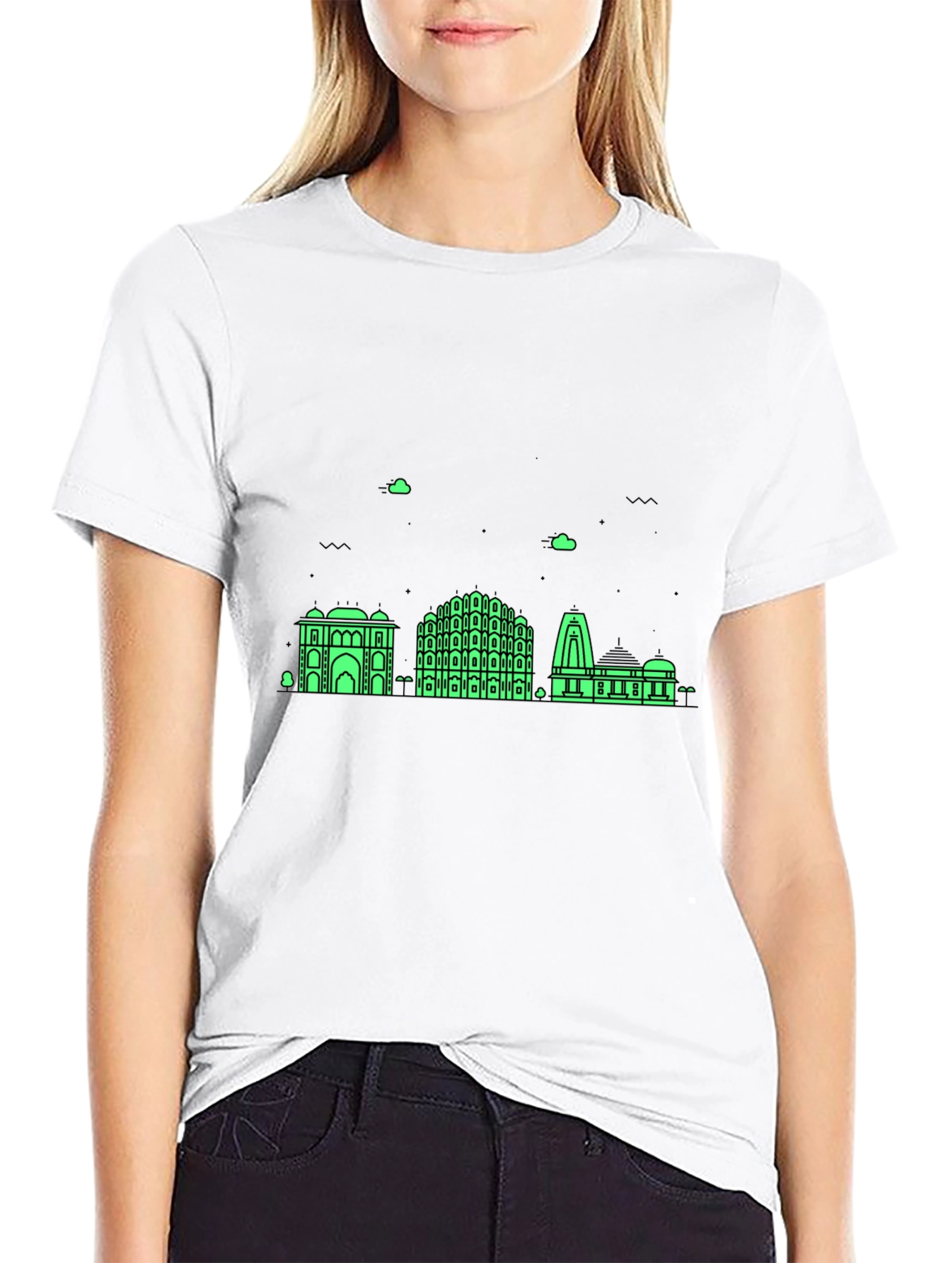 Jaipur Skyline Graphic Tee - Modern Black T-Shirt