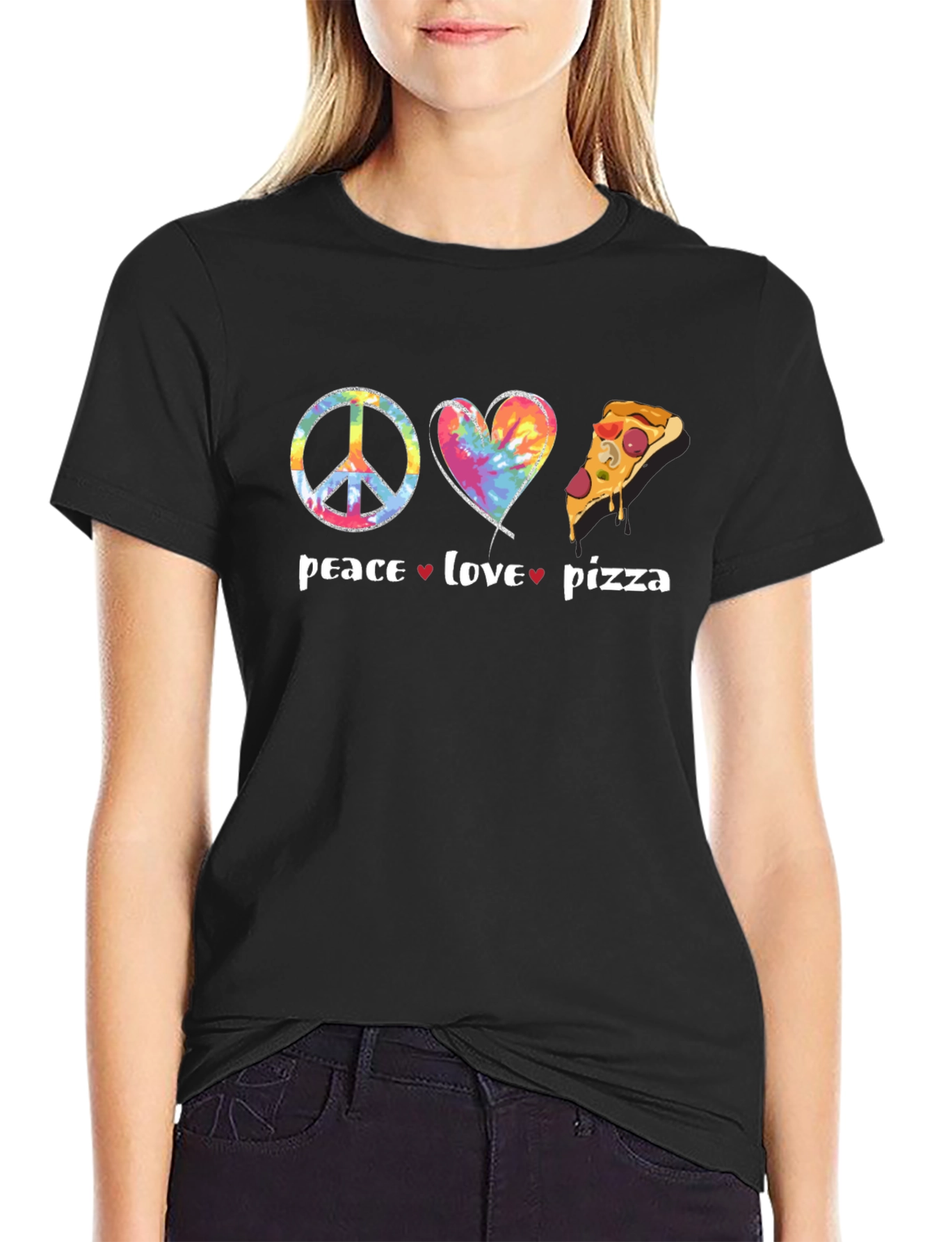 Peace Love Pizza Graphic T-Shirt