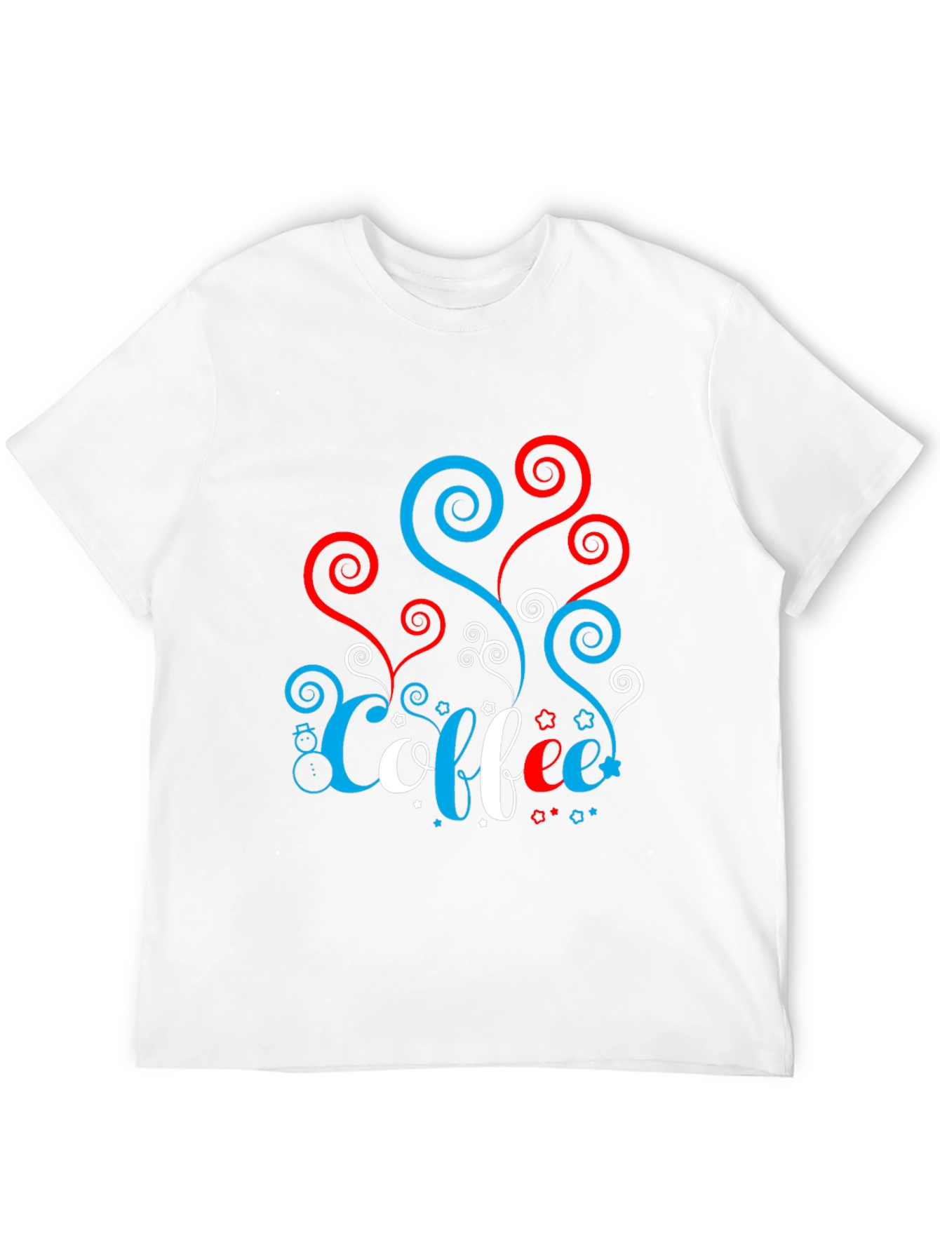 Festive Coffee Tee - Red White & Blue Spirals!