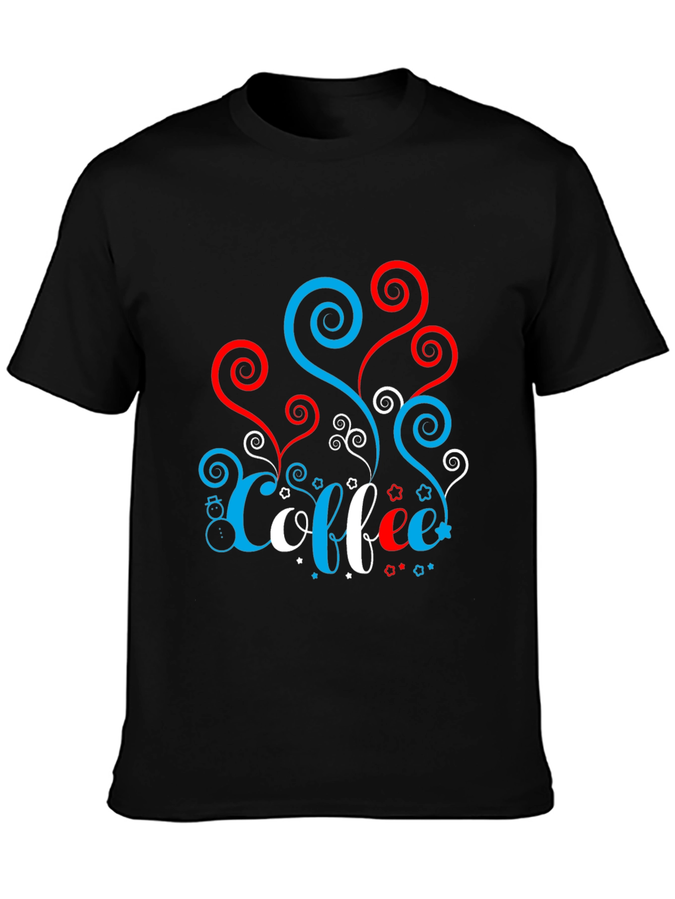 Festive Coffee Tee - Red White & Blue Spirals!
