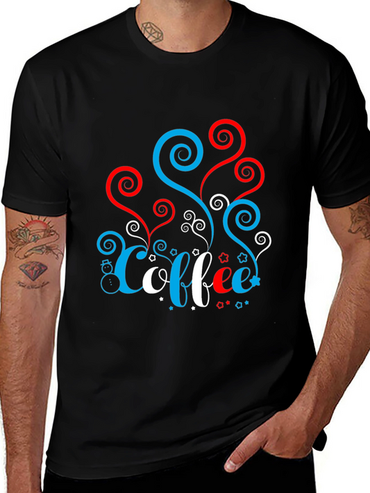 Festive Coffee Tee - Red White & Blue Spirals!