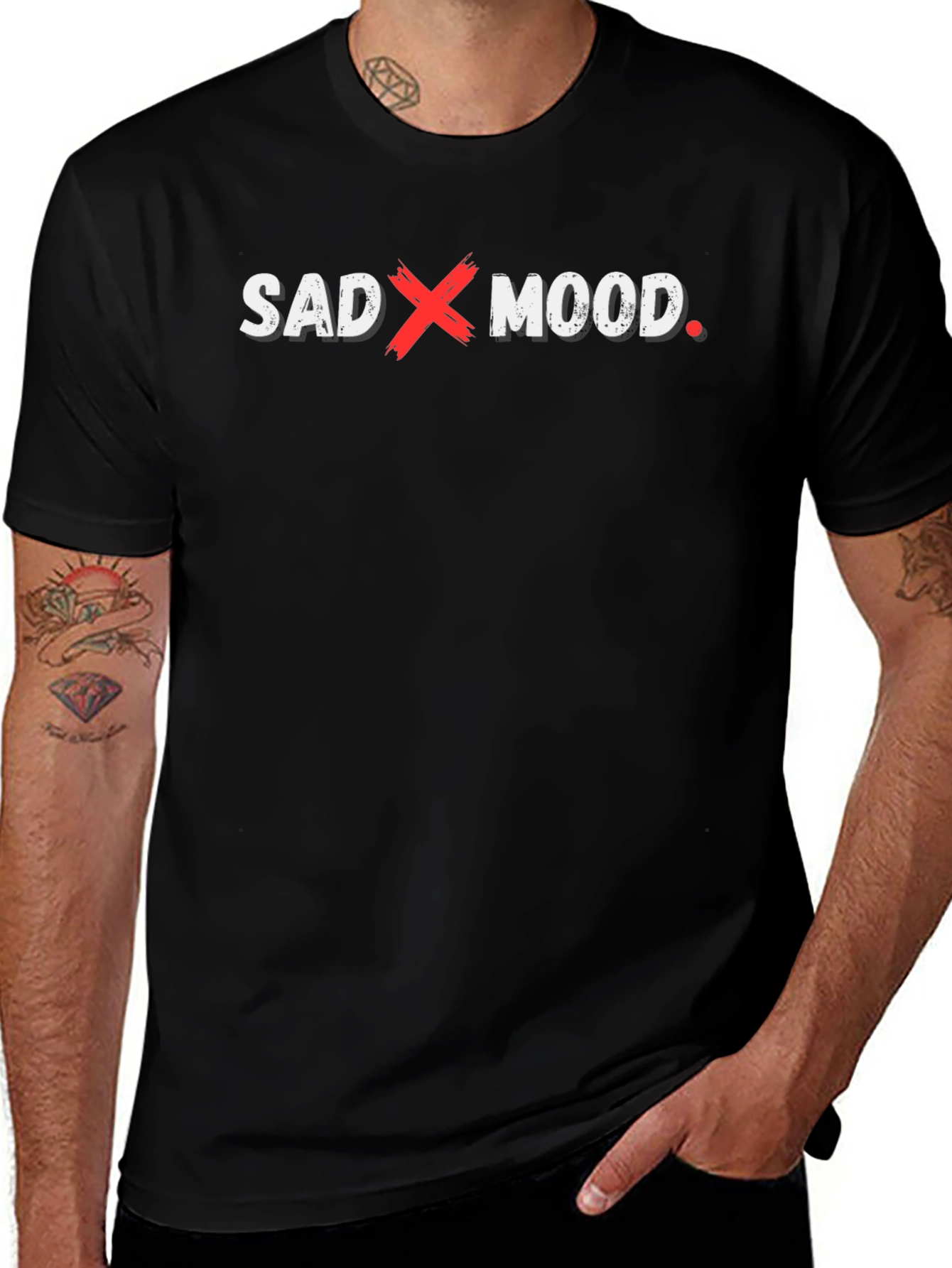 Sad Mood Graphic Print Crew Neck Tee