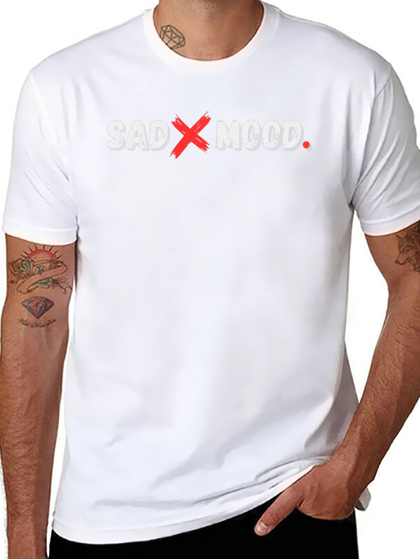 Sad Mood Graphic Print Crew Neck Tee