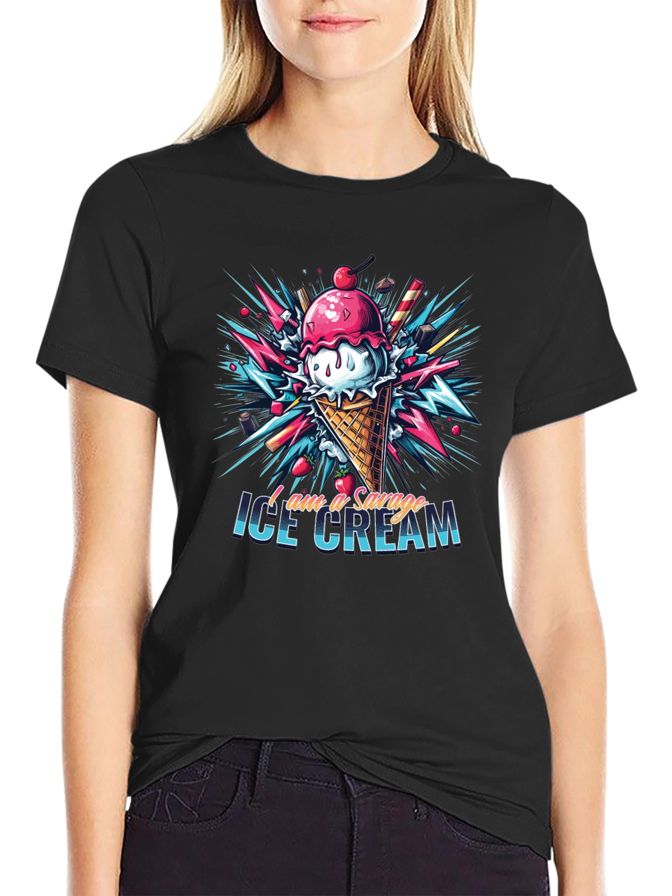 Savage Ice Cream Graphic Tee - Cool Design!