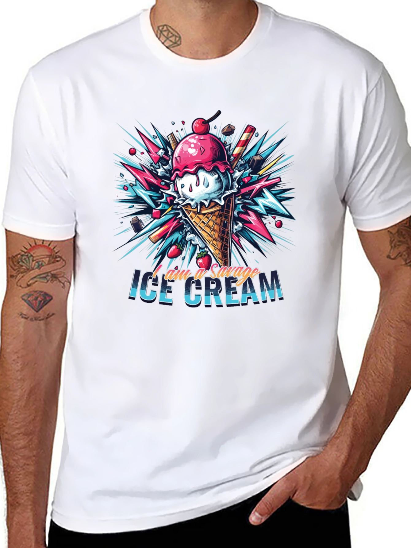 Savage Ice Cream Graphic Tee - Cool Design!