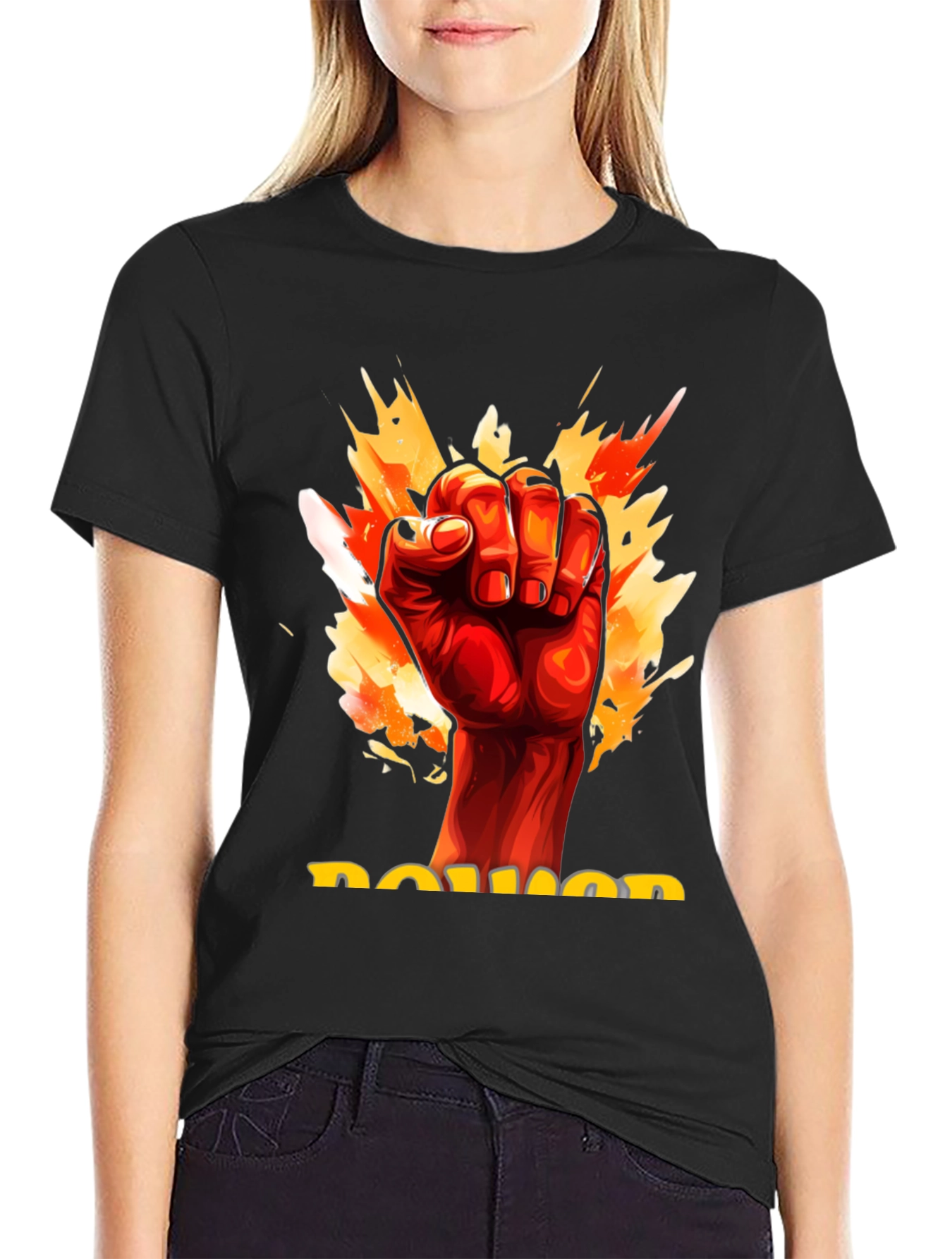 Power Fist Graphic Tee - Mens Black Cotton T-Shirt