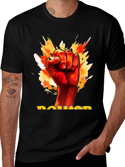 Power Fist Graphic Tee - Mens Black Cotton T-Shirt