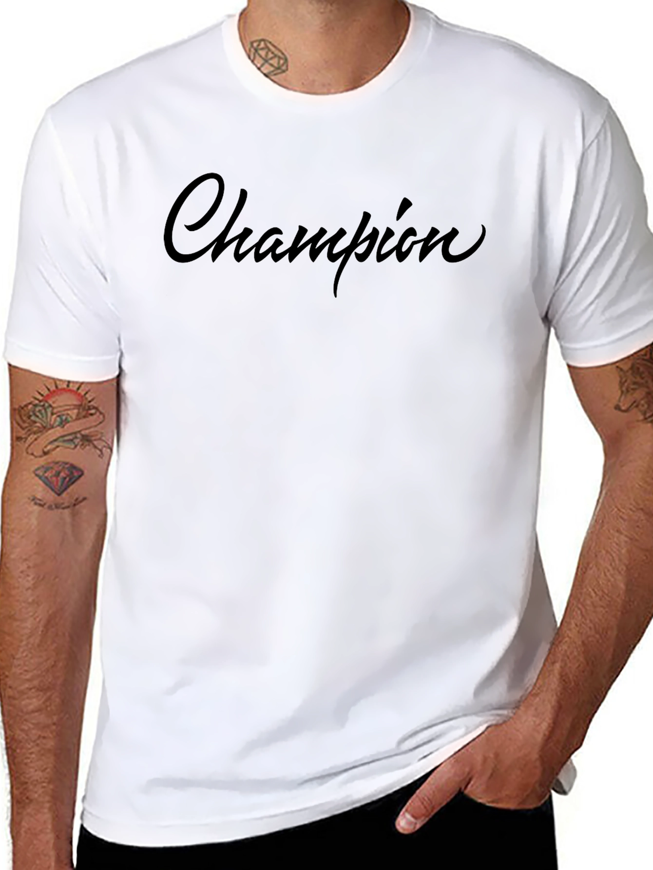Champion Script Black T-Shirt