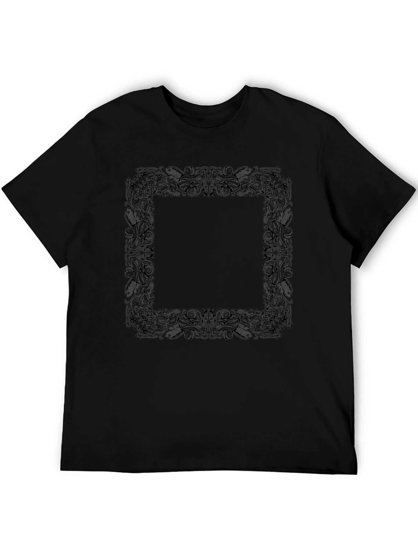 Ornate Square Graphic Tee - Classic Black