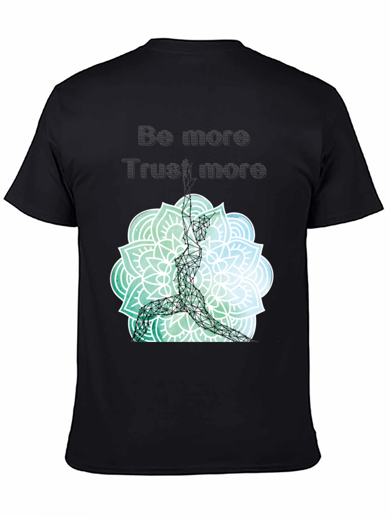 Geometric Yoga Pose Mandala Graphic Tee - Black