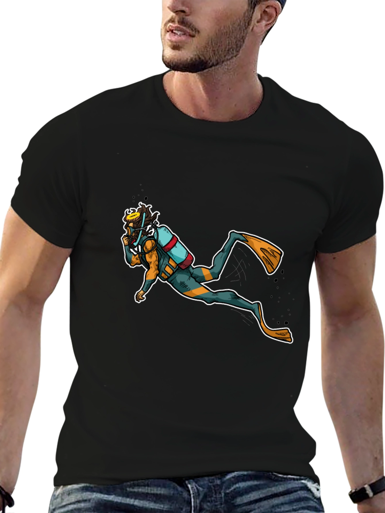 Scuba Diver Graphic Black T-Shirt