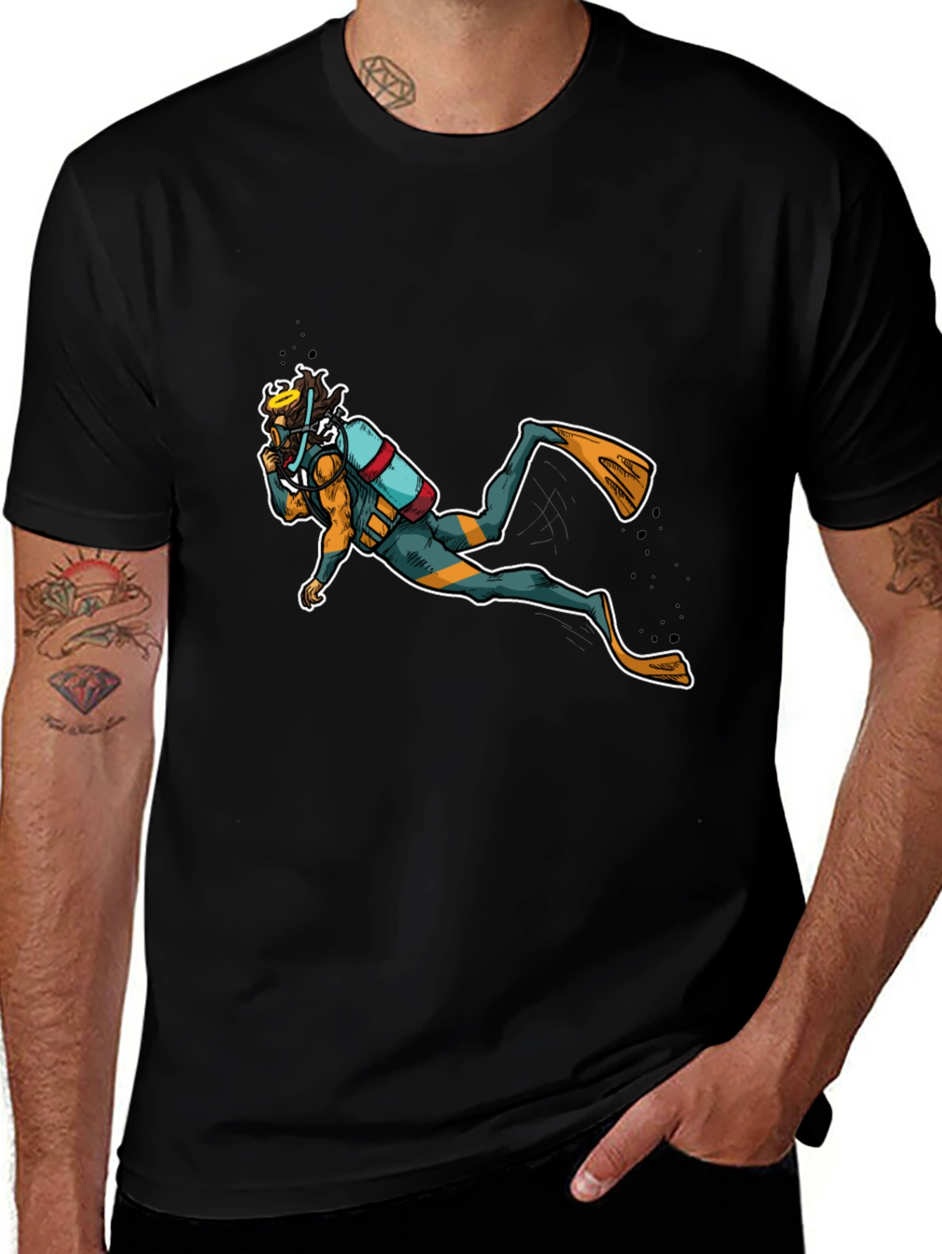 Scuba Diver Graphic Black T-Shirt