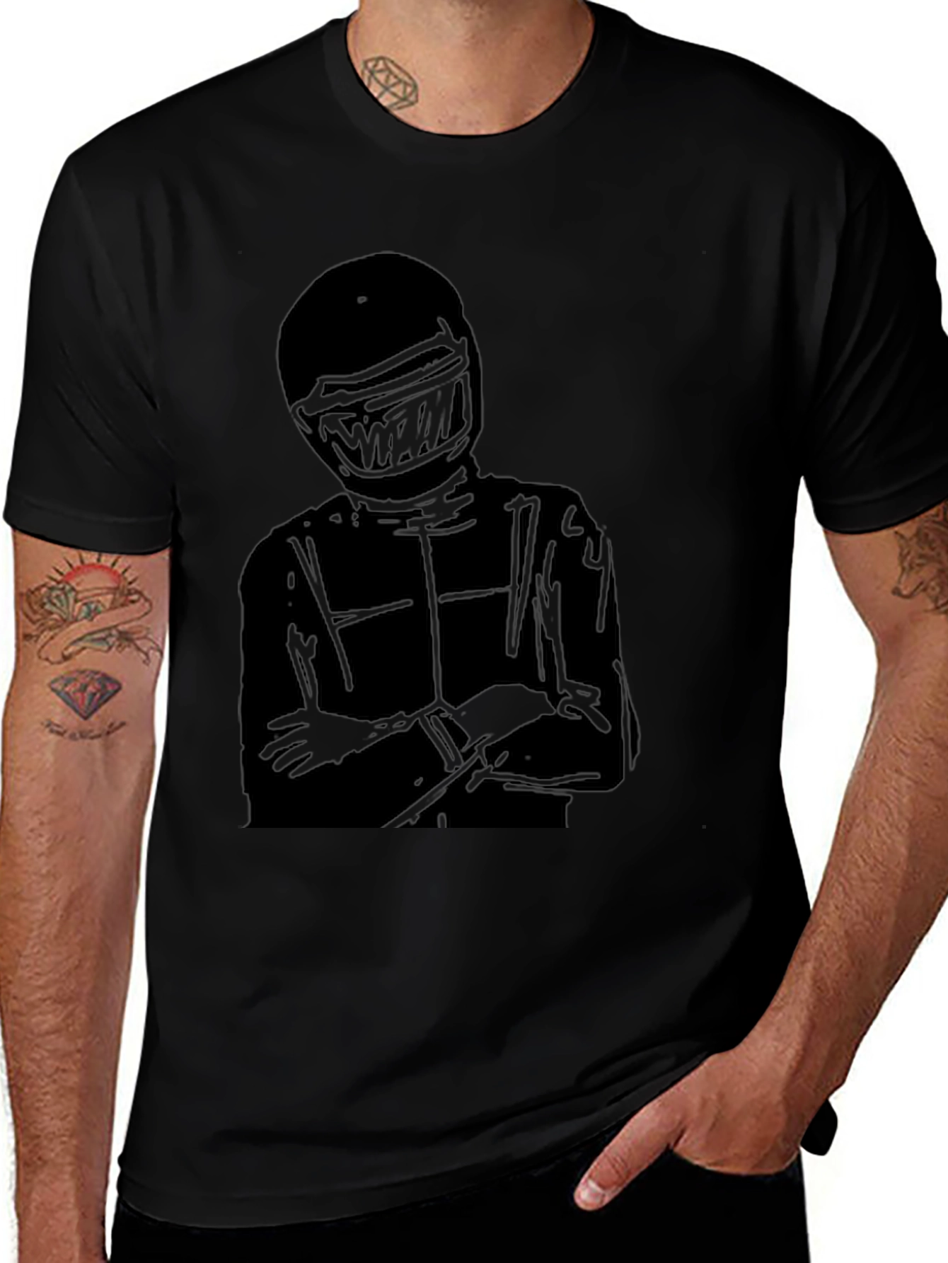 Racer Silhouette T-Shirt - Black