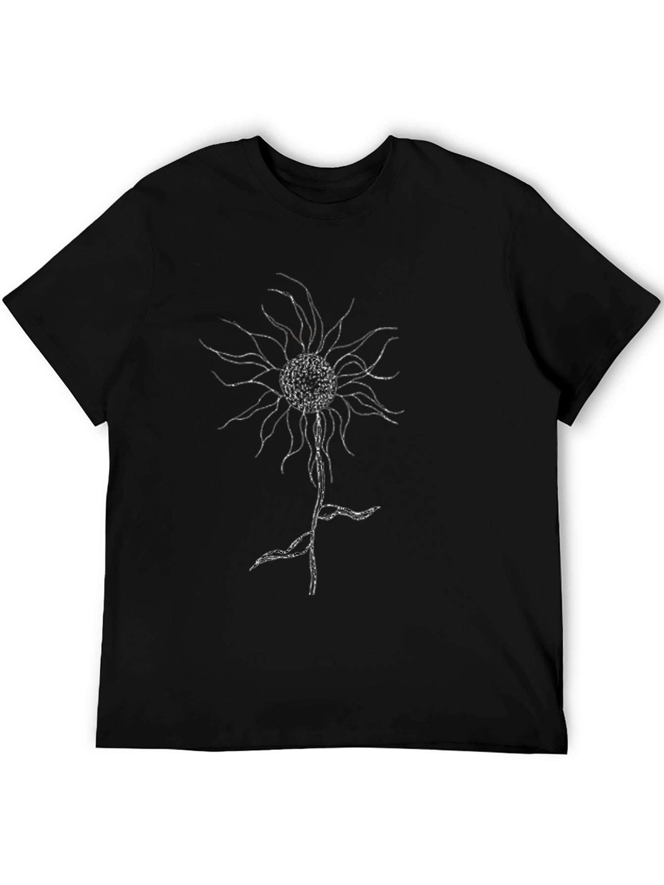 Black T-Shirt with Abstract Floral Graphic