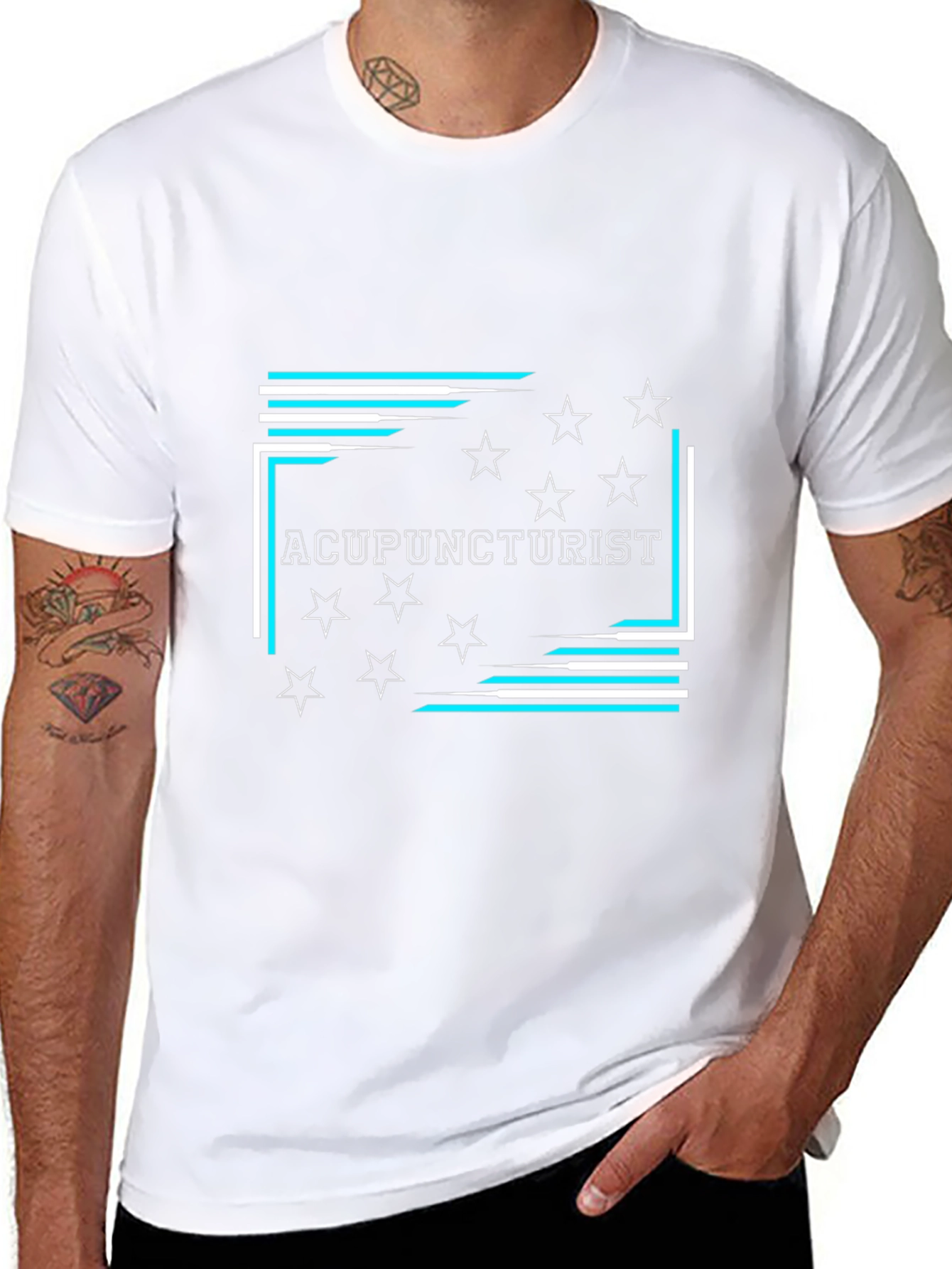 Acupuncturist Star Graphic Black T-Shirt