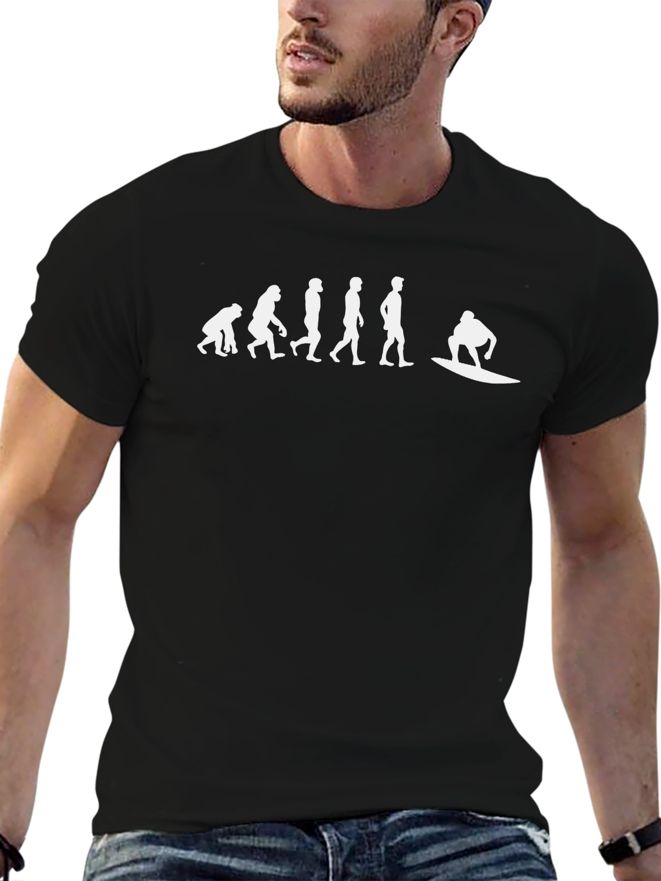Evolution of Surfing T-Shirt | Black Cotton Tee