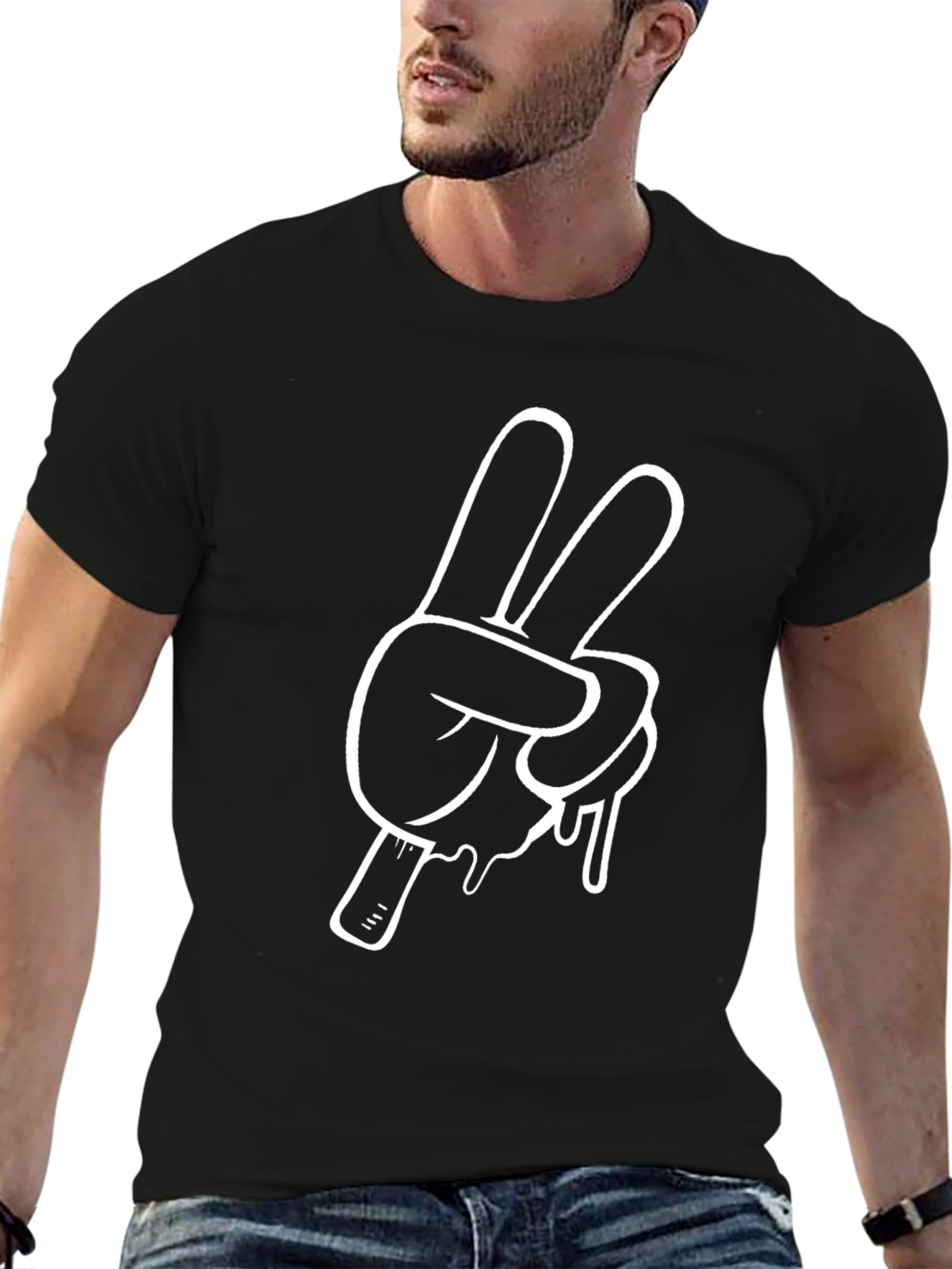 Cool Peace Sign Graphic Tee - Black