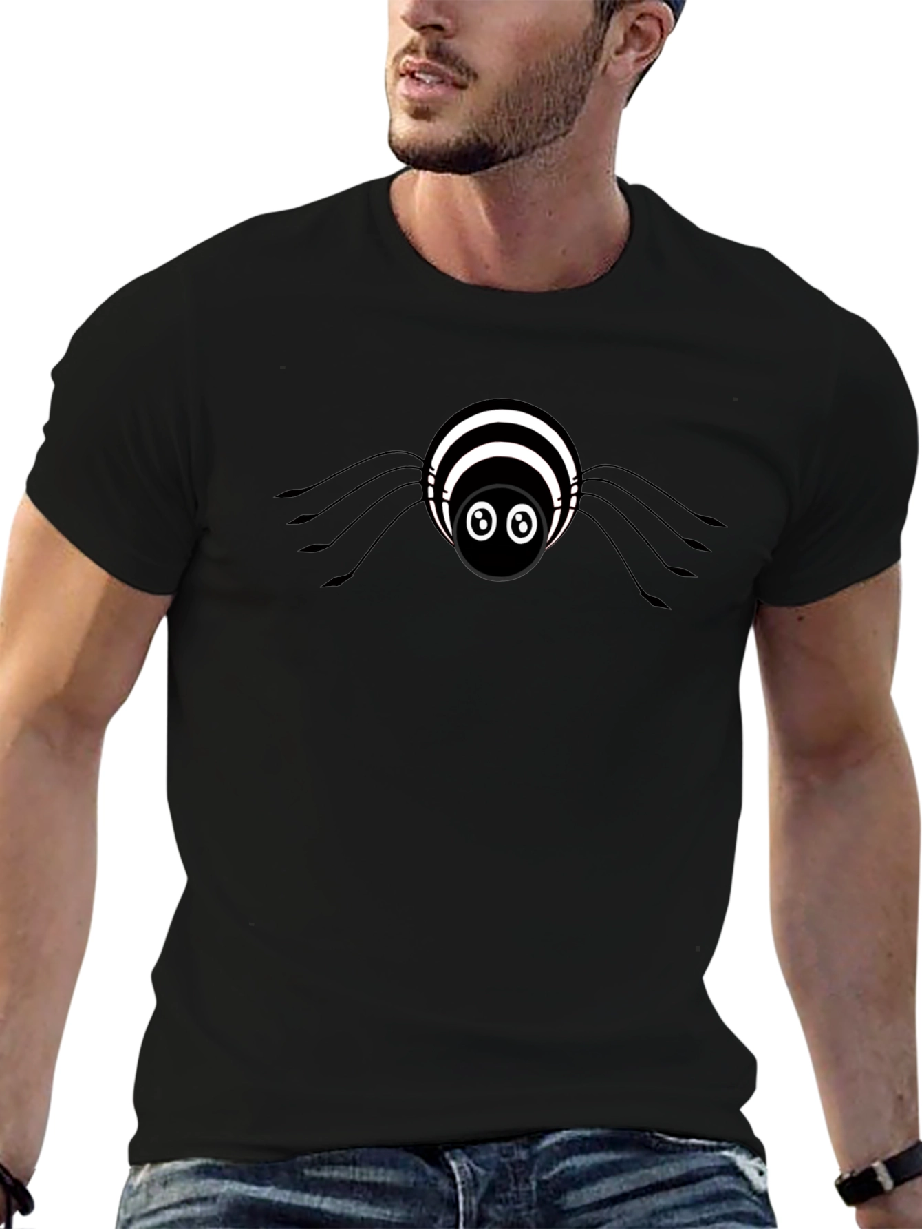 Black Spider Graphic Tee - Mens Casual Cotton Shirt