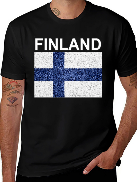Finland Flag T-Shirt - Black Graphic Tee
